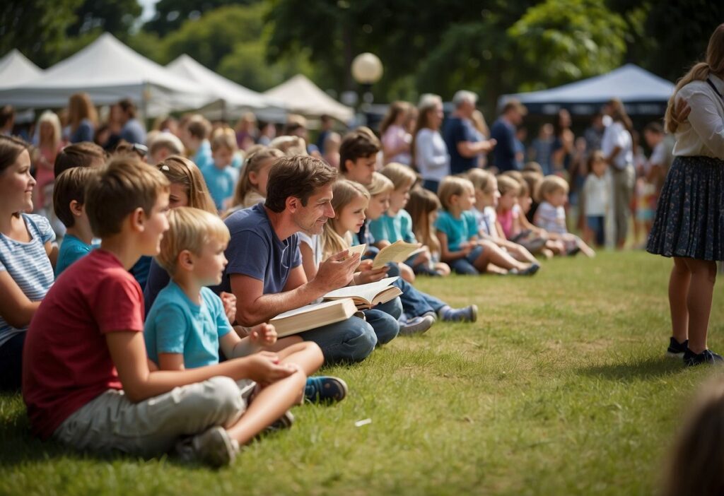 Different age groups enjoy Henley Literary Festival: kids participate in storytelling, teens engage in writing workshops, and adults attend author talks and book signings