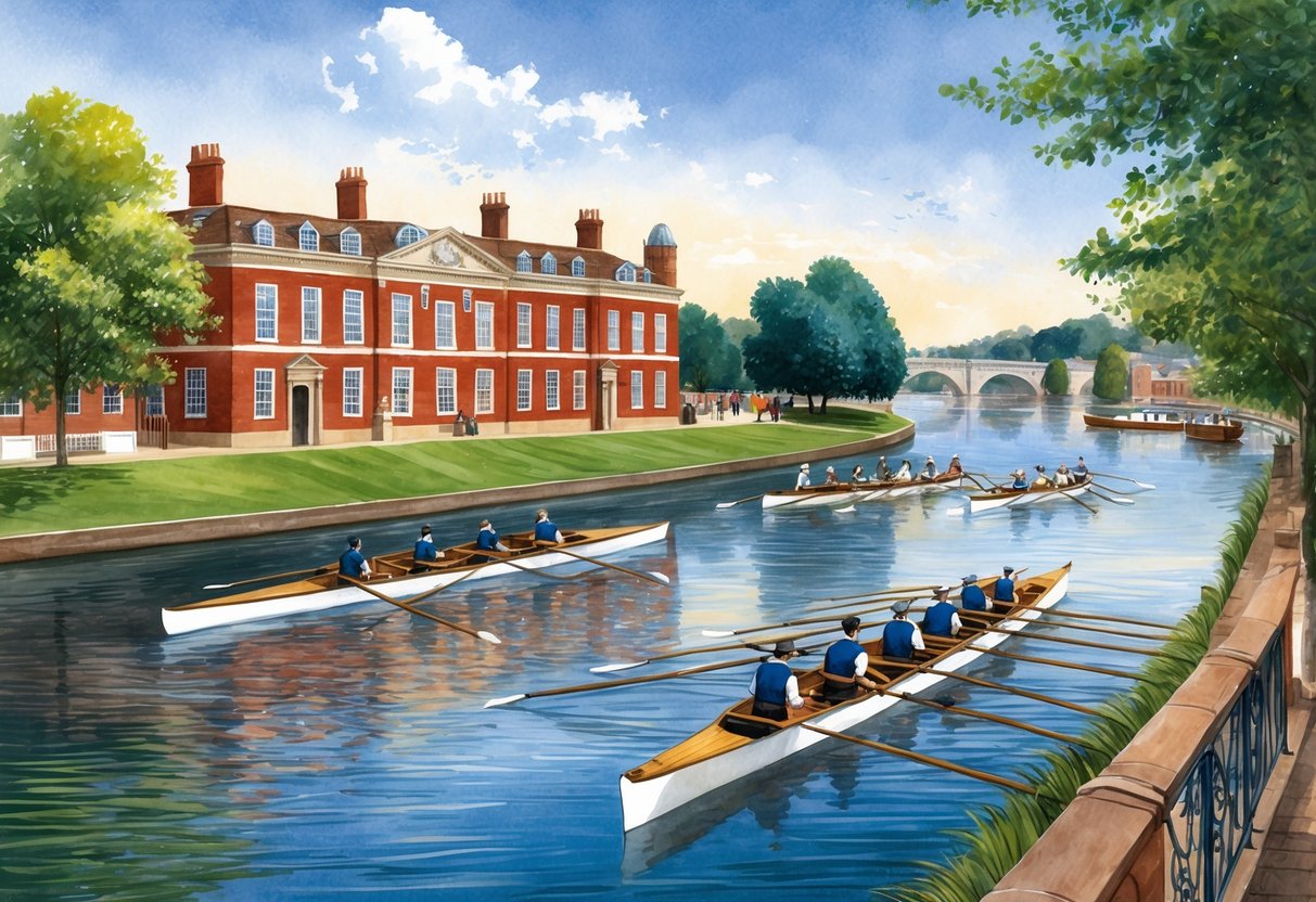 The Henley River and Rowing Museum overlooks the serene river, with rowing boats and historic artifacts on display