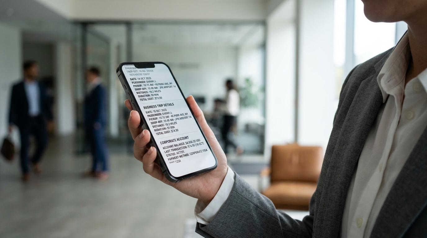 Corporate Taxi Account on a mobile app