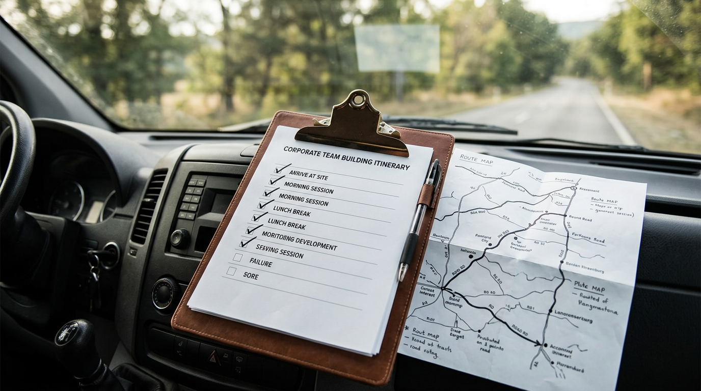map and itinerary for a team building event